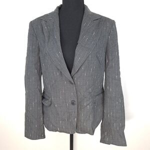 Charles Gray London Wool Speckled Stripe Texture Lined Long Sleeve Blazer Jacket